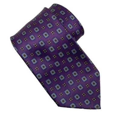 Corbata Bloomingdales The Men's Store púrpura azul amarillo estampado geométrico Foto 1 de 4