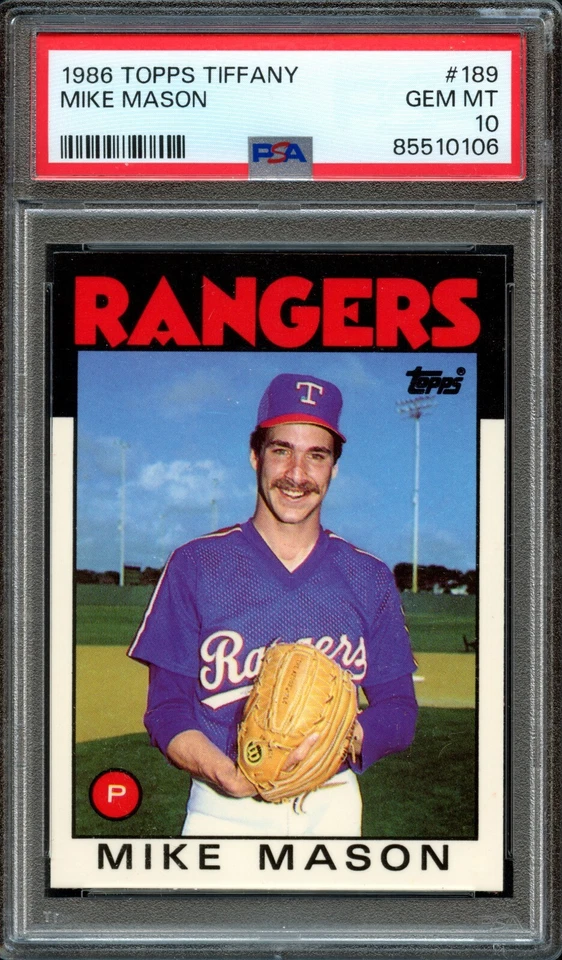 BB - 1986 Topps Tiffany - #189 - Mike Mason - PSA 10 - GEM MT - Image 1 of 2