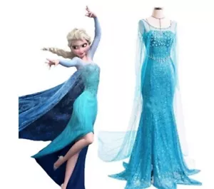 Eiskönigin Elsa Prinzessin Kleid Damen Fasching Karneval Party Cosplay Kostüm - Bild 1 von 7