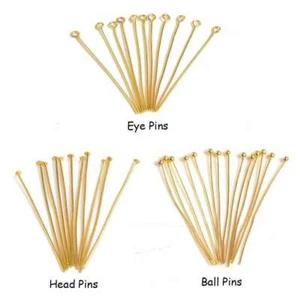 50 Pcs Gold Plated EYE/ HEAD/ BALL PINS Findings 16 18 20 22 28 30 32 35 -70mm - Picture 1 of 8