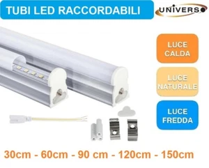 Tubo LED SMD T5 Plafoniera Raccordabile 30-60-90-120-150cm 6W-30W 3000K-6500K - Foto 1 di 9