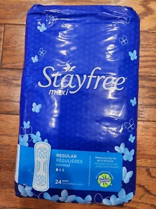 STAYFREE MAXI REGULAR 24 PADS KEEPS YOU DRY FOR UP TO 8 HOURS THERMO CONTROL - Picture 1 of 5