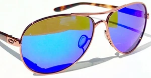 Oakley Feedback Rose Gold POLARIZED Galaxy Blue 59 Aviator Women's Sunglass 4079 - Picture 1 of 12