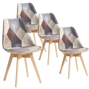 Pack de 4 Sillas de comedor Modernas Silla Cocina Diseño PU Patchwork Marrón - Imagen 1 de 11