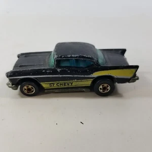 Vintage 1976 Hot Wheels Hot Ones '57 Chevy Bel Air Black Yellow Hong Kong - Picture 1 of 10