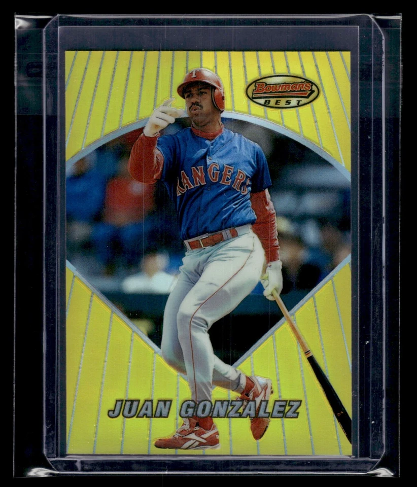 1996 Bowman's Best Refractor #58 Juan Gonzalez Rangers - Image 1 of 2