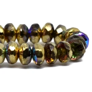 1300, amarillo con acabados AB y oro, rondelle de 2x3 mm, 10 cuentas, (2/3r2) - Imagen 1 de 1