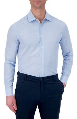 $68 Report Collection Men’s  4 Way Stretch Slim Fit Button Up Shirt-Blue- Small - Image 1 of 4