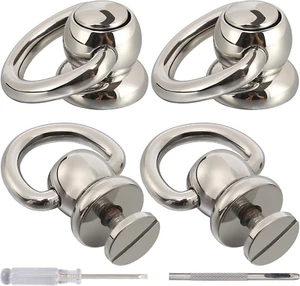 4Pcs D Rings for Brass Rivets, Leather Rotatable Strap Hardware, Ball Button Stu - Picture 1 of 7