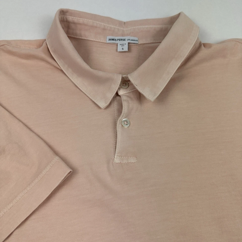 James Perse Polo Shirt Mens Size 5 XXL Short Sleeve Jersey Cotton Pink Flaw - Image 1 of 4