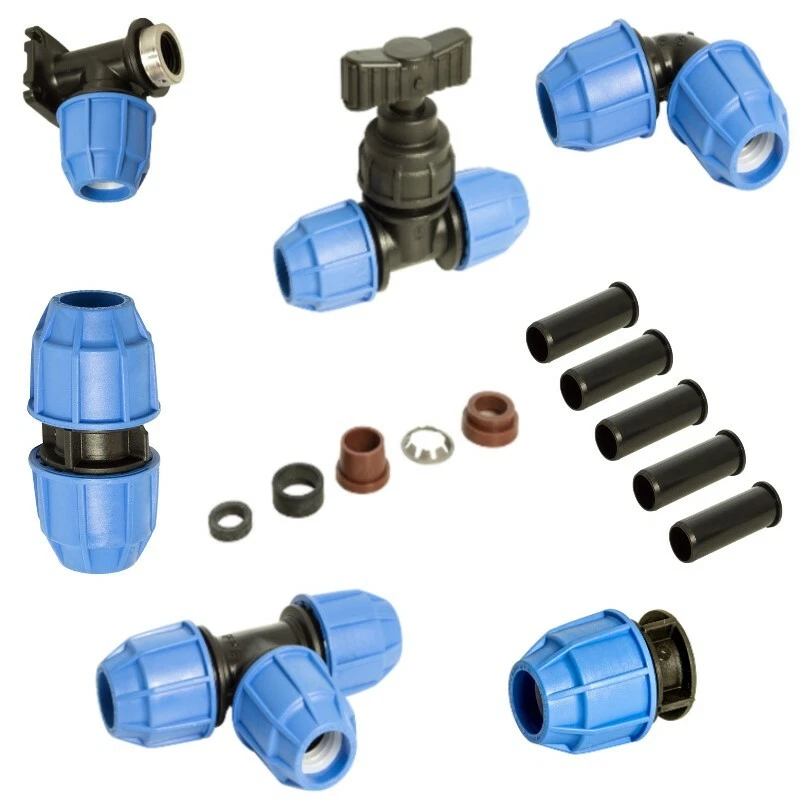 MDPE Plastic Compression Fittings 25mm FLOPLAST Water Pipe WRAS Approved