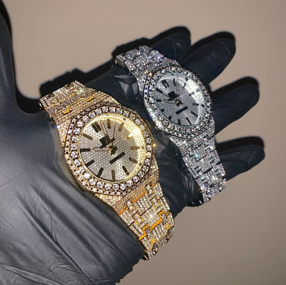 18k Gold/White Gold Unisex Octagonal ICED-OUT Bustdown Personalized Custom Watch - Image 1 of 4