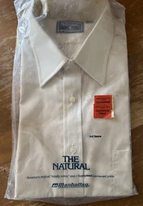 VTG 90’s “The Natural” 1/2 Sleeve Button Up Shirt New NIB Made In USA 15.5 32/33 - Picture 1 of 3