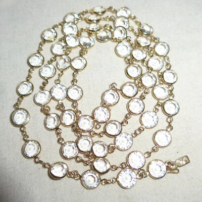 Collar transparente vintage con bisel de cristal SWAROVSKI tono dorado con cierre de 36" Foto 1 de 3