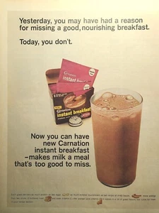 Clavel Desayuno Instantáneo Mezcla Sabor Chocolate Para Leche Anuncio Impreso Vintage 1966 - Imagen 1 de 4