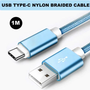 1M USB Type C 2.0 Nylon Mesh Fast Data Charger Cable HTC 10, HTC U Ultra,HTC U11 - Picture 1 of 12