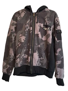 VTG Y2K Quicksilver Full Zip Hoodie Sweatshirt Cyber Grunge Skate Mens Small - Picture 1 of 11