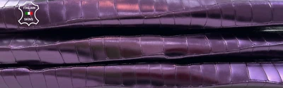 METALLIC PURPLE CROCODILE TEXTURED Print ON Strong Goat leather 5sqf 1.0mm C1858 - Image 1 of 4