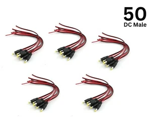 50x DC Jack Power Connector Male End Pigtail 2.1 mm x 5.5 mm Plug - Picture 1 of 4