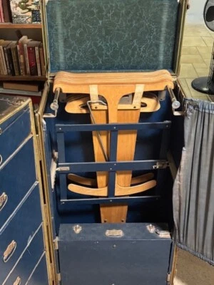 Antique 1920s Mendel Wardrobe Trunk - Blue interior w/Ironing Board - will ship - Image 1 of 4