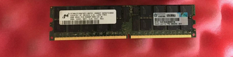 HP 2GB 405476-051 432668-001 PC2-5300P-555-12-ZZ Registered ECC Memory Server - Image 1 of 1
