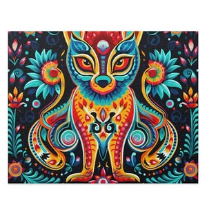 Puzzle (120, 252, 500-Piece) Yellow Red Aqua Teal Fox Cat Chihuahua Dog Animal - Picture 1 of 10