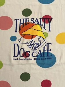 Hilton Head The Salty Dog Cafe 1987 Vtg Summer Throw Blanket Rainbow Polka Dot - Picture 1 of 11