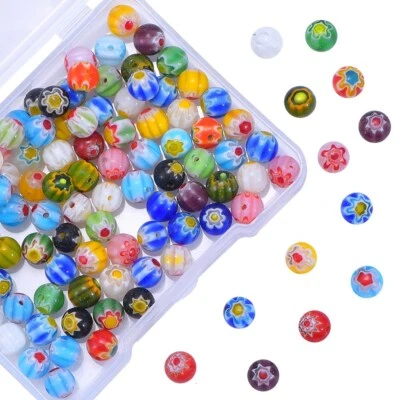 130x Lampwork Glass Flower Spacer Beads for DIY Jewelry Making Crafts Supplies - Image 1 of 4