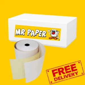 2 Ply - 76mm Kitchen Printer Paper Rolls White/Yellow (Box of 20 Rolls) - Picture 1 of 2