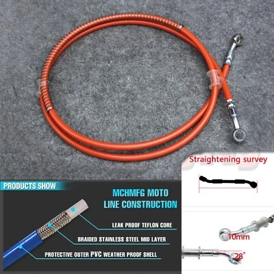 110cm 43.30" Naranja Moto Embrague Freno Aceite Manguera Tubo Trenzado Hidráulico Foto 1 de 4
