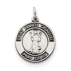 Sterling Silver Antiqued Saint Francis of Assisi Medal QC5725 - Picture 1 of 1