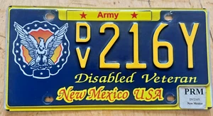 NEU MEXIKO BEHINDERTEN MILITÄR VETERANEN NUMMERNSCHILD " DV 216 Y " NM ARMEE - Bild 1 von 1