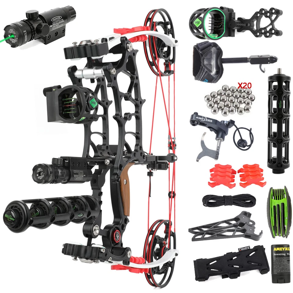 30-75lbs Compound Bow Steel Ball Arrows CNC Dual-use Archery Hunting RH LH - Image 1 of 4