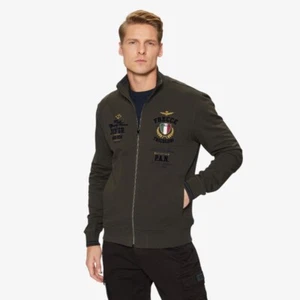 Felpa Uomo Full Zip Aeronautica Militare FE1947 F418 Verde Muschio AI24 - Picture 1 of 5