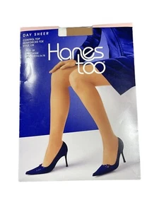 Hanes Too Day Sheer Pantyhose Size EF Soft Beige Control Top Reinforced Toe #136 - Picture 1 of 3