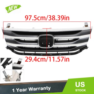 Parrilla delantera negra con moldura cromada para Honda Odyssey 2011 2012 2013 Foto 1 de 4