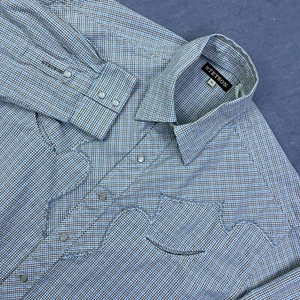 Stetson Shirt Mens XL Check Plaid Pearl Snap Western Smile Pocket Long Sleeve - Picture 1 of 11