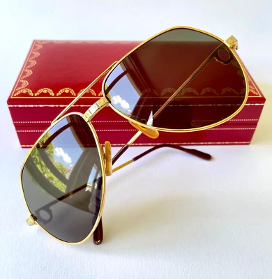 occhiali da sole vintage CARTIER VENDOME Santos 22K MEDIUM 59*14 lenti personalizzate custodia 2 - Immagine 1 di 4
