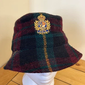 Polo Ralph Lauren Plaid Bucket Hat w/ Embroidered Crest Alpaca Wool Blend Sm/Med - Picture 1 of 9