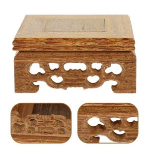 Piccolo vaso orientale supporto fiori statua alzatina interno base legno - Foto 1 di 12