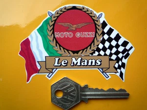 MOTO GUZZI LE MANS Flags & Scroll helmet or motorcycle sticker V7 T3 etc  - Picture 1 of 1