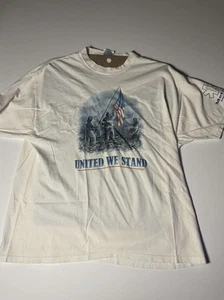 Vintage Y2K 9/11 Shirt Mens Large White Graphic 4th Of July American Flag XL - Picture 1 of 4