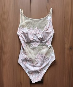 La Perla-4 Floral & Mesh Pink Sheer Bodysuit Size 38 Bustier Pin Up Romantic