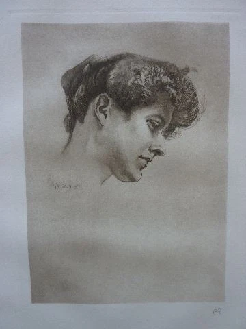 MAX KLINGER - Kupferdruck/Zeichnung von 1910 "Kopfstudie" !! - Bild 1 von 1