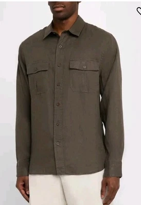 VINCE DISTRESSED UTILITY MEN SHIRT SIZE XL Olive Green $225 - Image 1 of 4