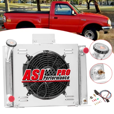 3 Row Radiator Shroud+Fan Fits 1983-1994 Ford Ranger Base Pickup V8 Engine 2.0L - Imagem 1 de 4