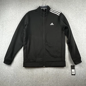 Adidas Golf Jacket Mens Medium Black 3-Stripes Fleece Full Zip ADVR0899 NWT - Picture 1 of 10