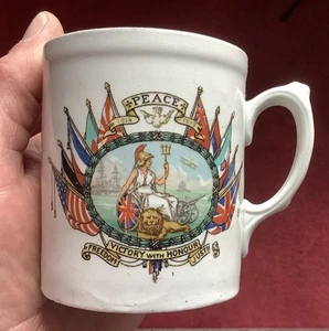 WW1 PEACE MUG - BRITAIN NEVER SHALL BE SLAVES. VGC - Picture 1 of 8