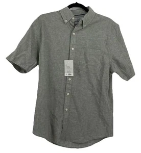 Camisa Croft and Barrow con botones para hombre talla grande azul manga corta mezcla de lino - Imagen 1 de 8