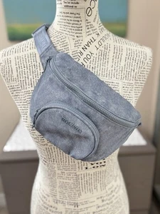 Steve Madden Nylon Crossbody Fanny Pack Belt Bag Acid Washed Blue NWOT Medium - Picture 1 of 10